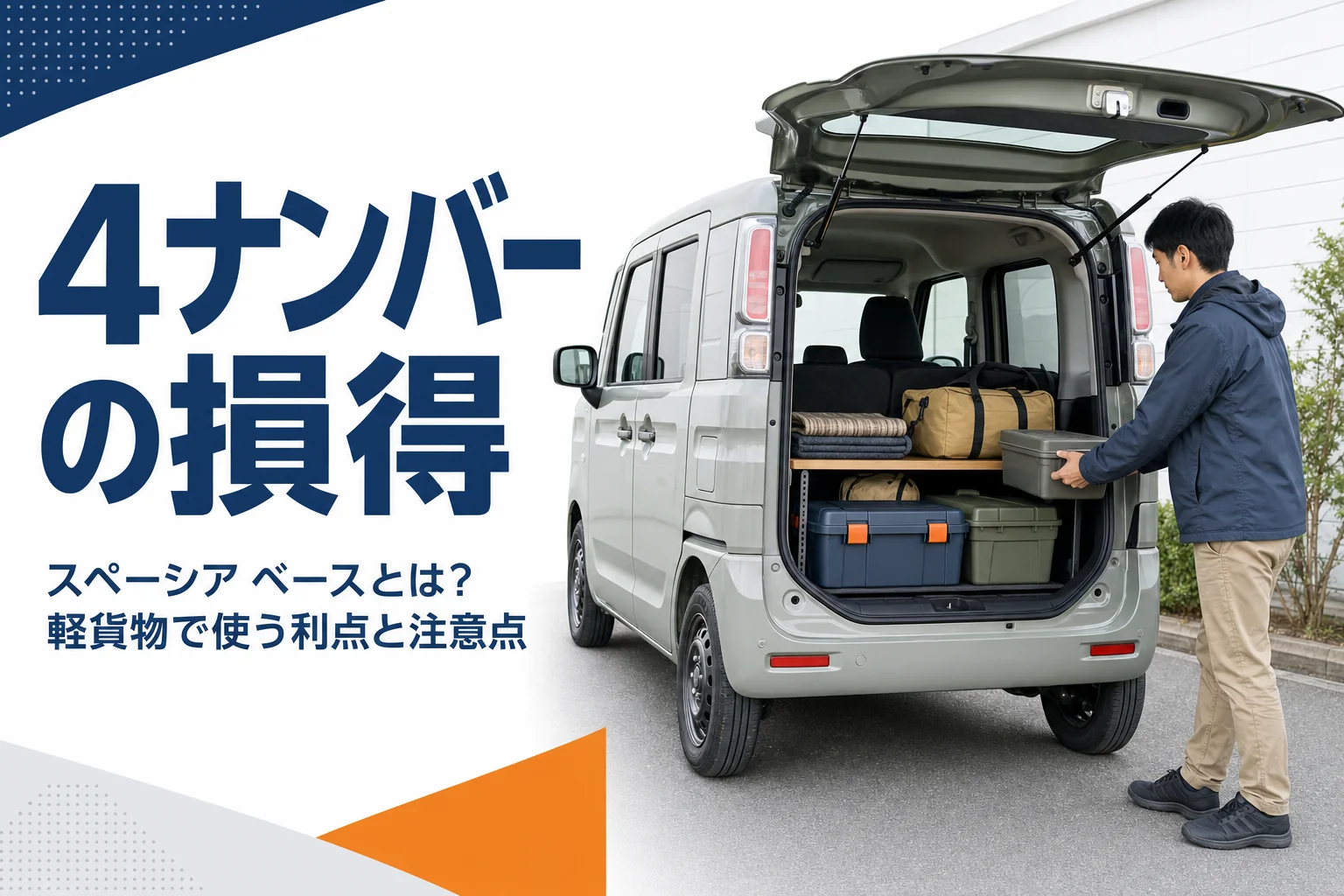 荷室に道具を積んだ軽貨物のハイトワゴン