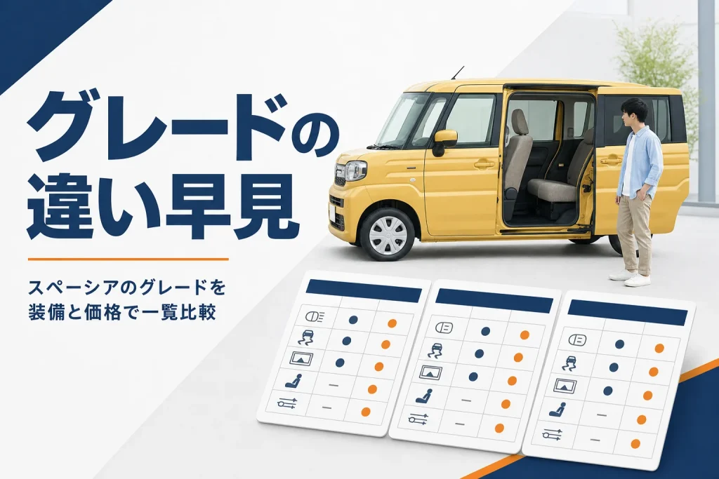スペーシアのグレードの違いを比べるアイキャッチ