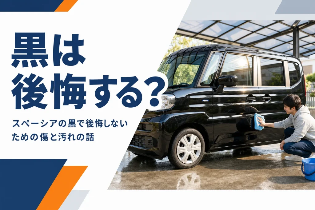 艶のある黒い軽ハイトワゴンの側面
