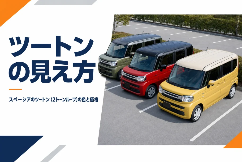 屋根の色が違う3台のスペーシアを並べたツートンのアイキャッチ