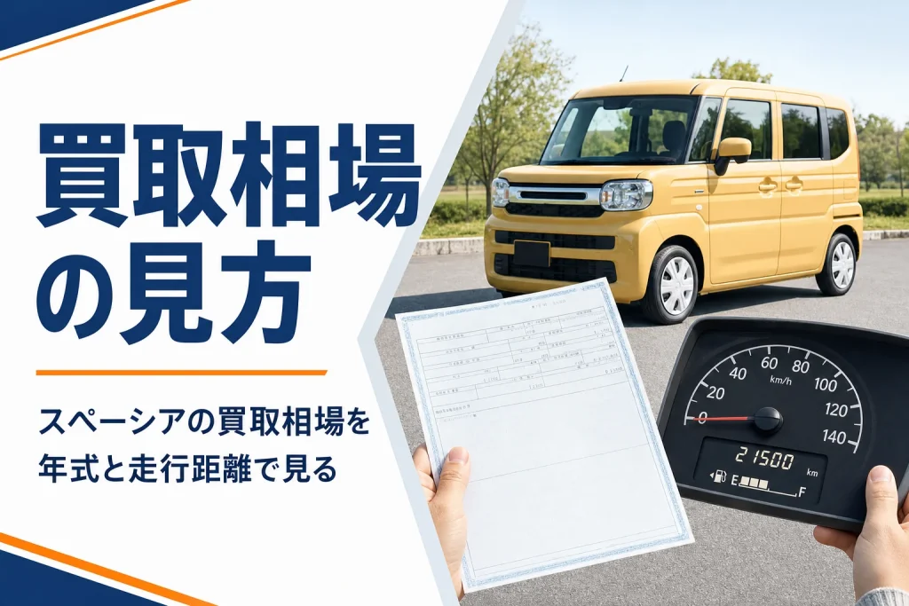 車のメーターと車検証を確認している手元