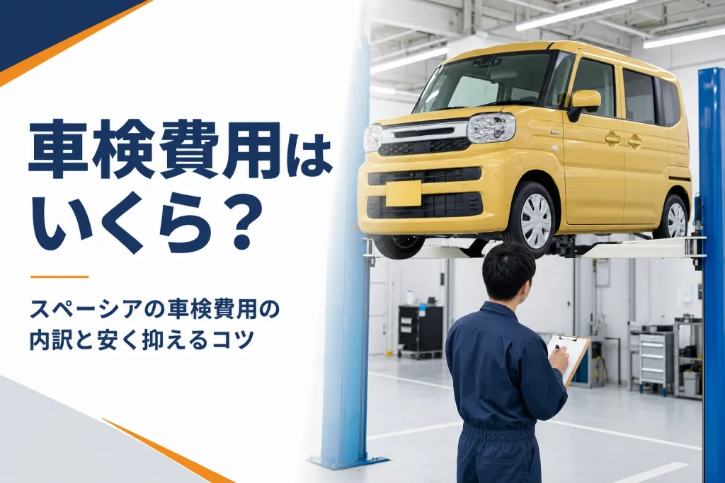 整備工場で点検中の軽ハイトワゴン