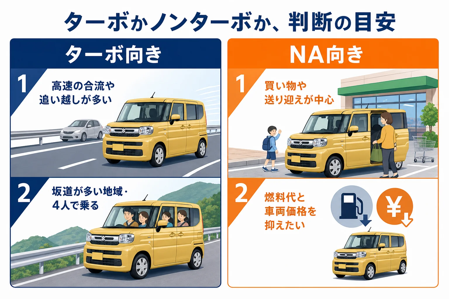 ターボが向いている人とノンターボで足りる人の目安