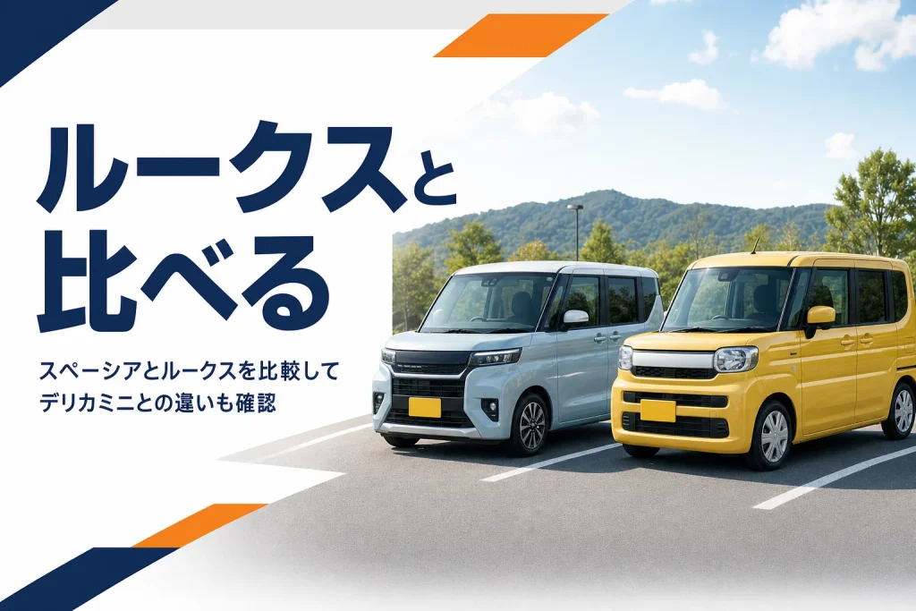 街乗り風とアウトドア風の軽ハイトワゴンを並べたイメージ